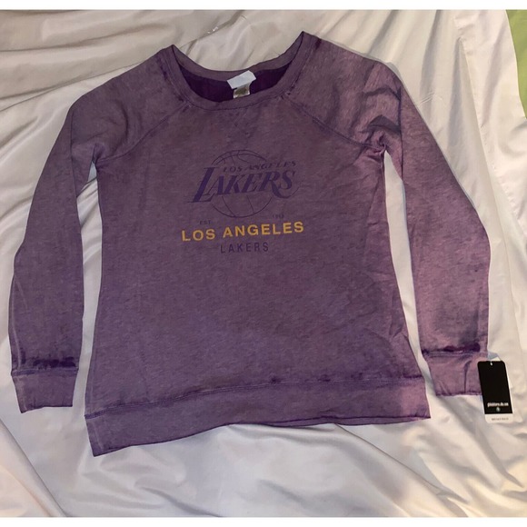 NBA Los Angeles Lakers LA Women's Large Burnout Retro Logo Fleece Sweatshirt New - Picture 10 of 10